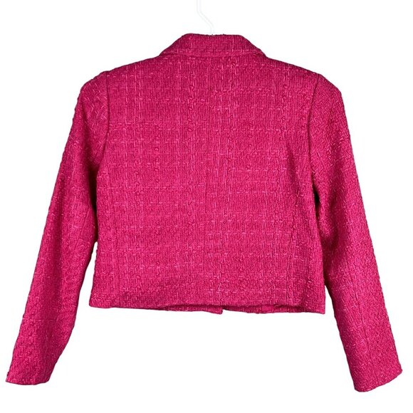 Rachel Zoe NWT Womens S Pink Tweed Boucle Cropped Jacket Top Gold Buttons Preppy - Picture 5 of 16